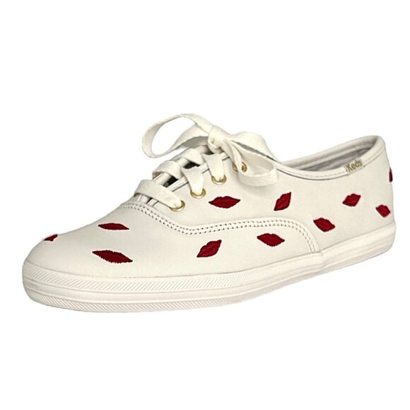 Keds for Kate Spade New York CHAMPION Women's Leather Low Top Sneakers White/Red - Picture 7 of 10